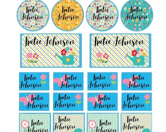 Custom Printable Flower Name Stickers, Gift Tags