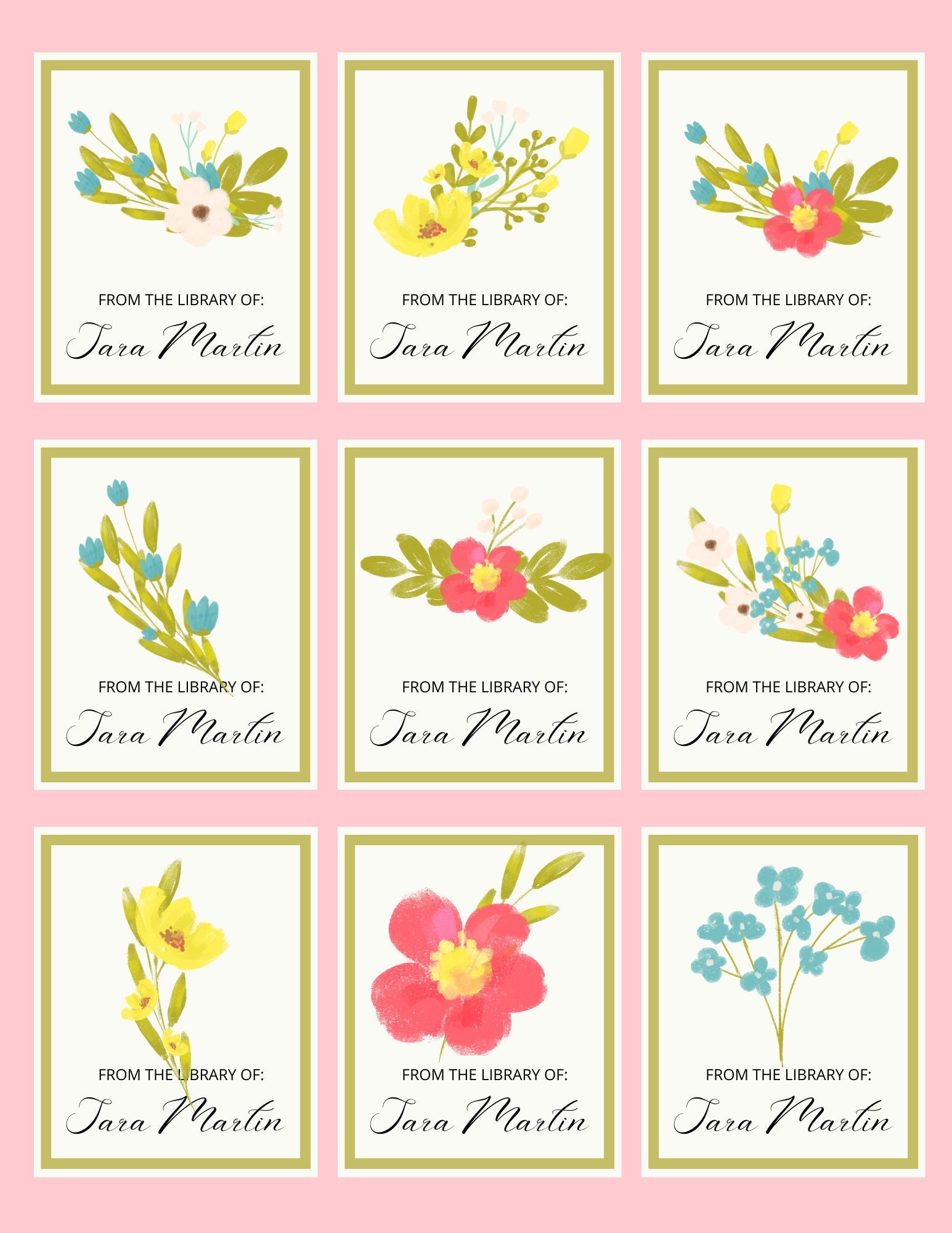 Personalized Bookplate Stickers; Custom Book Labels; Flowers - Etsy