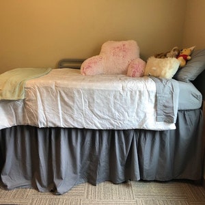 College Dorm Bed Skirt 3 Panels 34" drop, white or gray