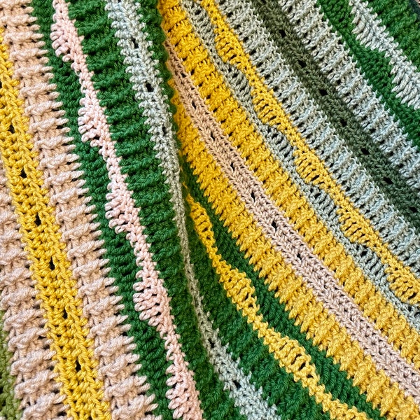 Mod Jungle Blanket Crochet PATTERN ONLY