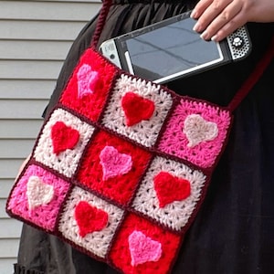 Granny Hearts Bag Crochet PATTERN ONLY