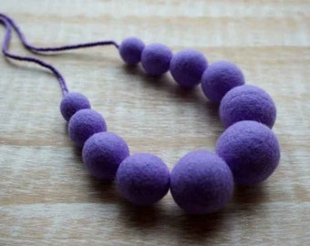 Lavender Statement Necklace, Felt Necklace, Wool Jewelry, Eco Jewelry, Merino Felt, Felt Balls