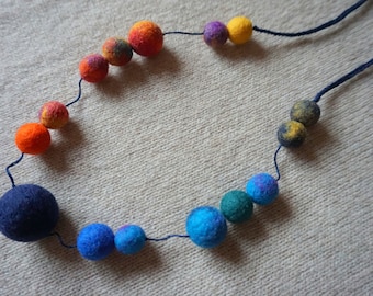 Matilde Necklace, Felt Necklace, Colorful Necklace, Merino Felt, Textile Jewelry, Wool Jewelry