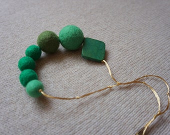 Green Necklace, Felt Necklace, Wool Necklace, felt Jewelry, Merino Felt, Eco Jewelry