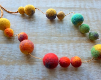 Marrakech Necklace, Colorful Jewelry, Wool Jewelry, Eco friendly Jewelry, Merino Wool Jewelry