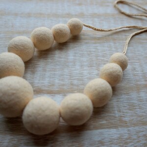 Ivory Statement Necklace, Felt Necklace, Navy Blue, Wool Jewelry, Felted Balls image 2