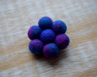 Grimaldi Brooch, Blue, Violet, Magenta, Brooch, Felt Balls, Merino Wool, Merino Felt, Eco Jewelry, Felt Jewelry