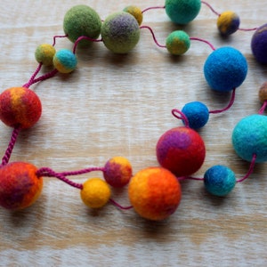 Colorful Necklace, Multicolored, Felt Necklace, Wool Necklace, Felt Jewelry, Eco Jewelry, Beaded Necklace