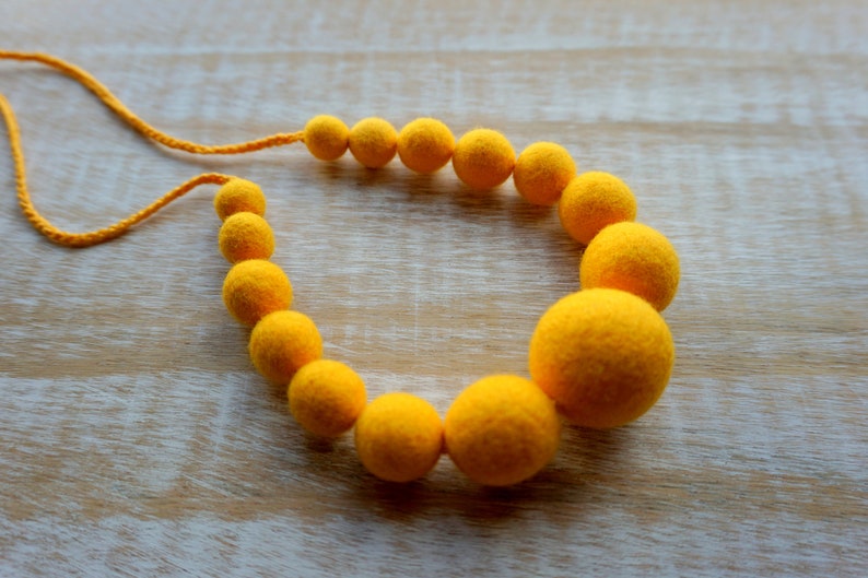 Yellow Necklace Felt Necklace Wool Jewelry Felted Balls Etsy