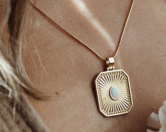 Sunburst Necklace, 14k Gold Filled Necklace, Opalite necklace, Gold Necklace, Aesthetic necklace, Necklaces for Women, Gift for Her,