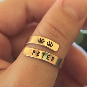 Dog Name Wrap Ring: Engraved personalized pet ring