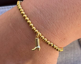 Cowboy Boot Charm Bracelet, Gold Filled, Coastal Cowgirl Jewelry