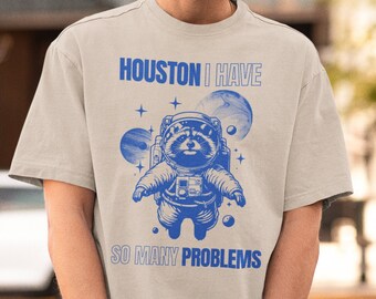 Raum Waschbär Grafik Tee, lustiges Unisex Shirt