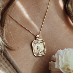 Gold Filled Opalite Sun Pendant Necklace