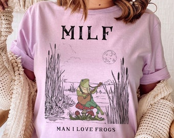 フロッグシャツ：面白いコテージコアグラフィックTシャツ