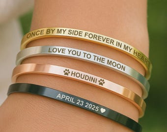 Bracciale rigido in acciaio inossidabile con incisione personalizzata, bracciale con nome personalizzato