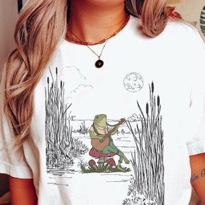 Kikkershirt, cottagecore shirt, kikker sweatshirt, kikker en paddenshirt, paddestoel shirt, kikker geschenken, goblincore shirt, cottage core shirt, schattig
