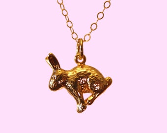 Bunny Necklace, Bunny Jewelry, rabbit necklace, charm necklace,  unique necklace, whimsical necklace, chinese zodiac, good luck charm