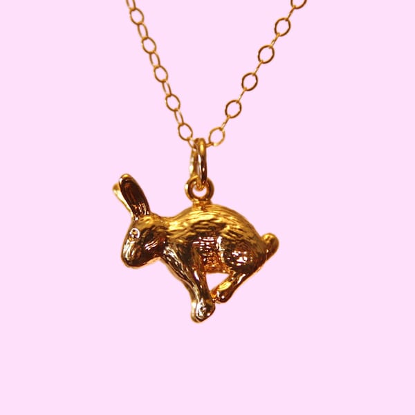 Bunny Necklace, Bunny Jewelry, rabbit necklace, charm necklace,  unique necklace, whimsical necklace, chinese zodiac, good luck charm