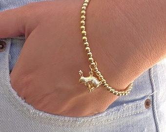 Gold Bunny Charm Bracelet, Good Luck Jewelry