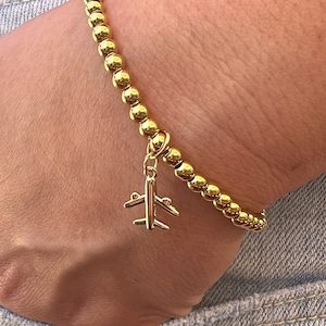 Long distance relationship gifts, going away gifts, best friend bracelet, plane charm bracelet birthday, travel agent, moving away gift