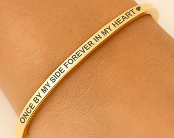 Brazalete conmemorativo personalizado / Joyería grabada en acero inoxidable