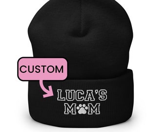 Dog mom hat, custom beanie, Dog mom beanie, embroidered beanie, dog mom gift, dog mom gifts, personalized gift for her, snowboarding gifts