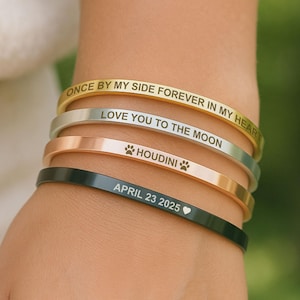 Personalized Stainless Steel Cuff Bracelet, Engraved Name Bracelet