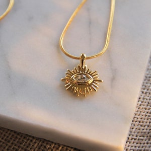 Evil Eye Necklace, 14k Gold Necklace, Hamsa necklace, Evil eye choker, Kabbalah Necklace, Evil eye ring, All seeing eye, Evil eye jewelry