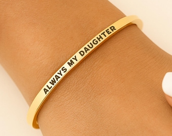 Personalized Daughter Bracelet, Engraved Stainless Steel Cuff