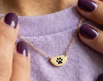 14k Gold Filled Paw Print Necklace | Pet Memorial Charm