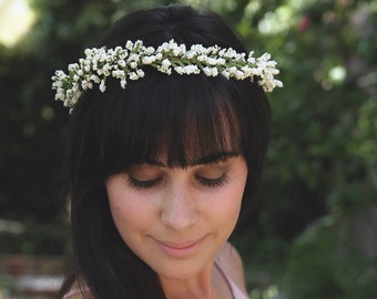 Babys Breath Crown | Babys Breath Flower crown| Simple White Flower Crown | Green Wedding Crown | Woodland Crown | Bridesmaid Flower Crown