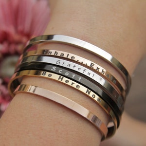 Personalized Bracelet for Women | Custom Bracelet | Coordinate Bracelet | Skinny Cuff Bangle | Wedding date Bracelet | Medic Alert Bracelet