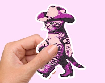 Cat Sticker, cat stickers, laptop sticker cat, black cat sticker, funny cat, cowboy cat sticker, water bottle, laptop sticker, computer