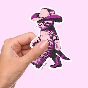 Cat Sticker, cat stickers, laptop sticker cat, black cat sticker, funny cat, cowboy cat sticker, water bottle, laptop sticker, computer
