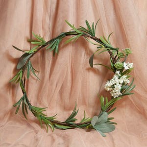 Green Flower Crown Eucalyptus flower crown Green Wedding Crown Eucalyptus Crown Greenery Crown Green Leaf Crown Woodland crown. image 2