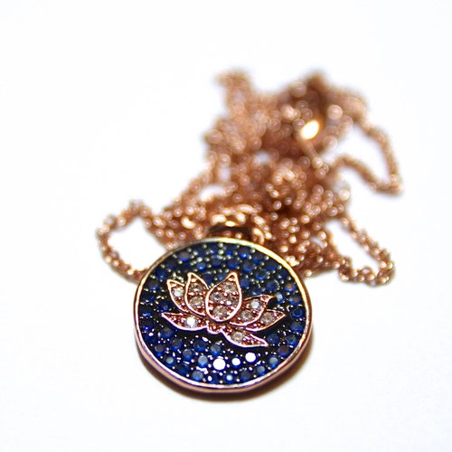 Rose Gold Lotus Flower Necklace Small Lotus Necklace Etsy