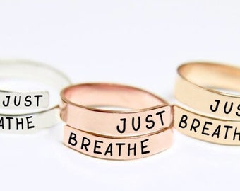 Just Breathe Ring | Inhale Exhale Ring | Inspirational Ring | Anxiety Ring | Just Breathe Jewelry | Wrap Around Ring | Breathe jewelry