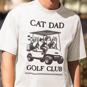 Maglietta da golf con scritta "Cat Dad", divertente regalo per golfisti da uomo
