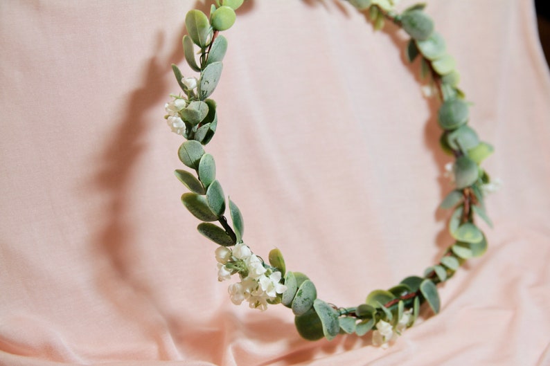 Green Flower Crown Eucalyptus flower crown Green Wedding Crown Eucalyptus Crown Greenery Crown Green Leaf Crown Woodland crown image 9