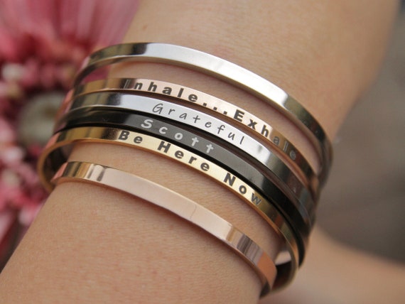 Engraved Bracelets Customizable Bracelet Graduation Gift Gift for Sister Personalized Cuff Bracelet Custom Name Cuff Friend Bracelet Etsy
