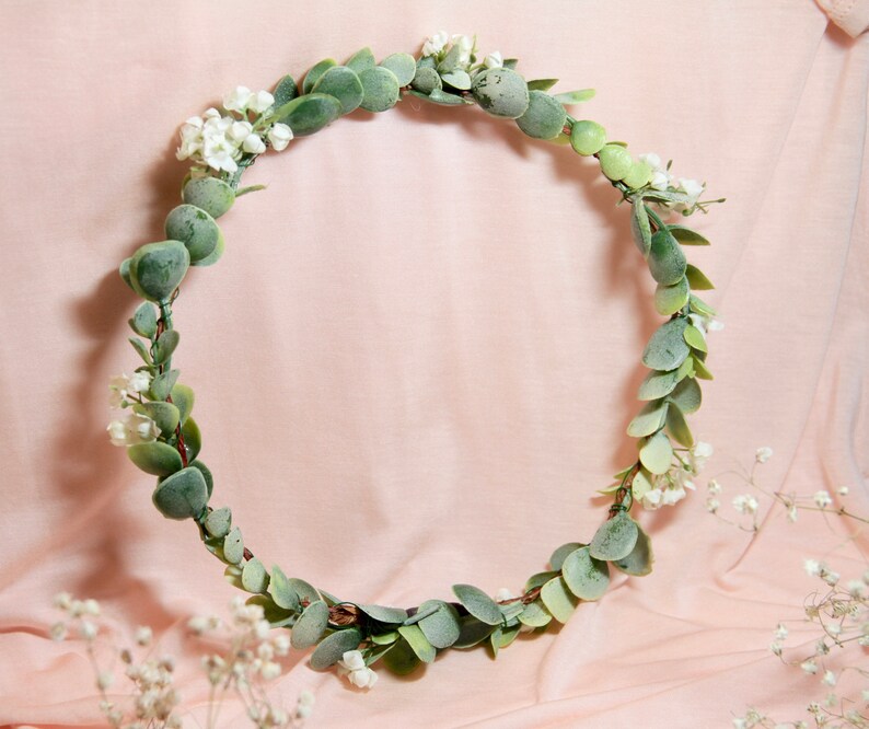 Green Flower Crown Eucalyptus flower crown Green Wedding Crown Eucalyptus Crown Greenery Crown Green Leaf Crown Woodland crown image 5