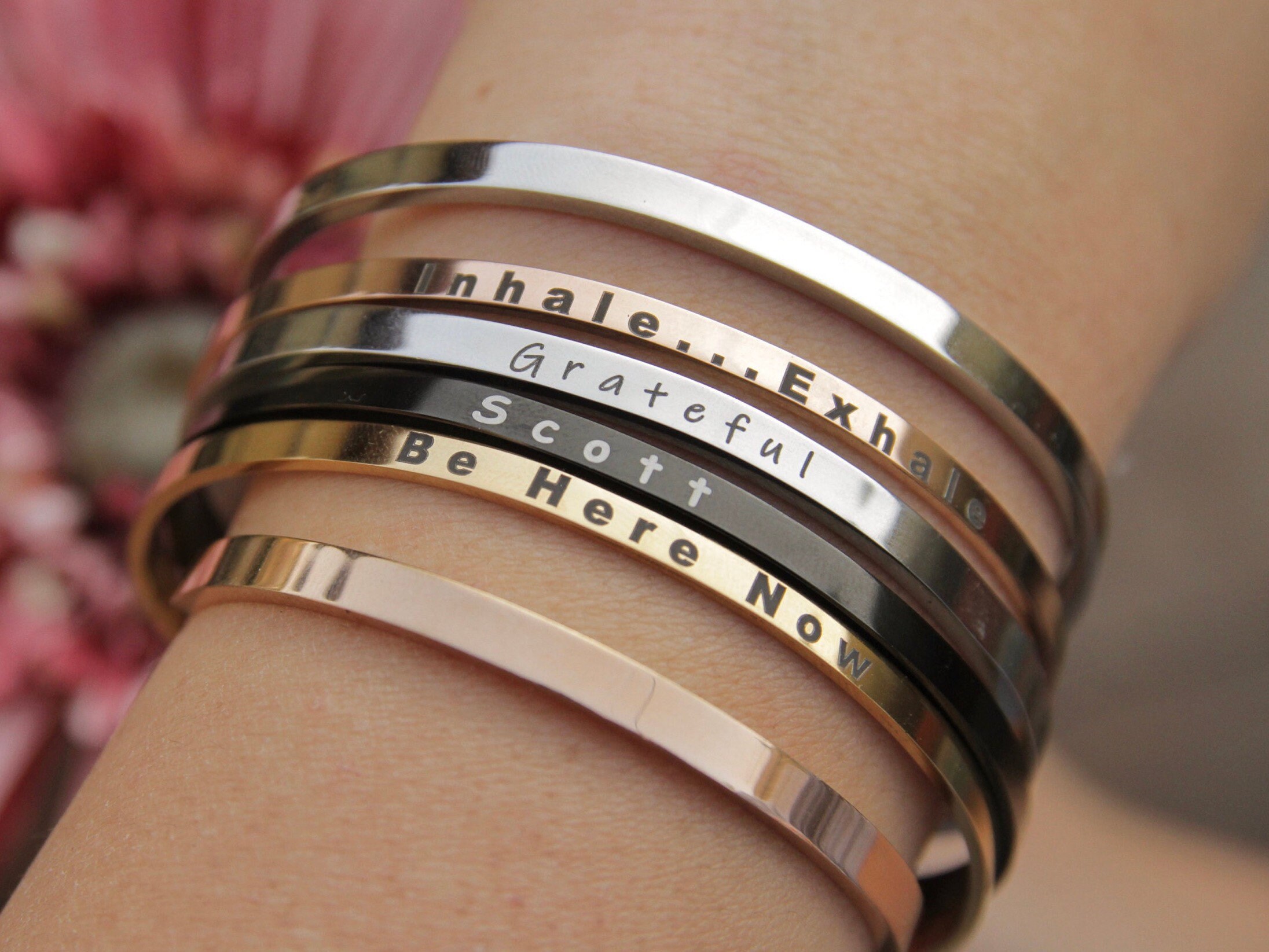 Custom engraved cuff sale bracelet