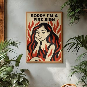 Fire Sign Zodiac Art Print, Retro Astrology Poster, Aries, Leo, Sagittarius, Wall Art image 5