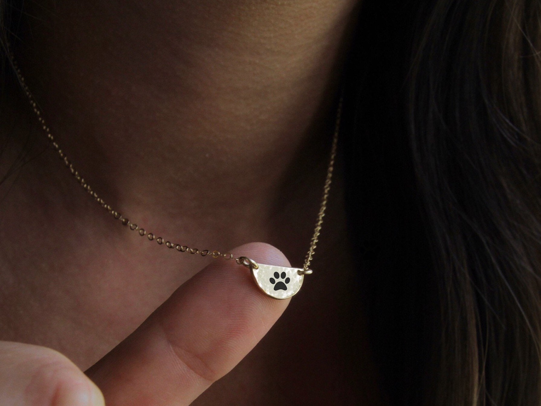Regalo conmemorativo para mascotas en oro de 14 k, collar relleno de oro de 14 k, pérdida de mascota, pérdida de perro, collar con huella de pata, regalo por pérdida de mascota, regalo por pérdida de gato, puente arcoíris