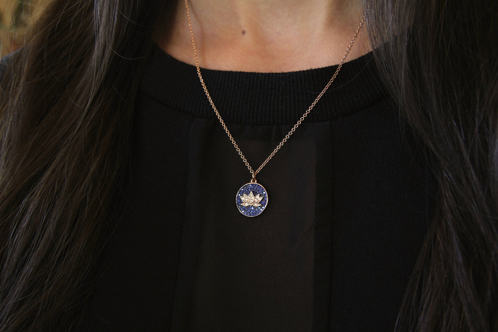 Rose Gold Lotus Flower Necklace Small Lotus Necklace Etsy