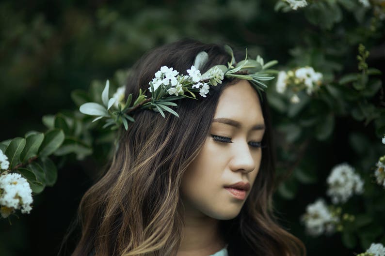 Green Flower Crown Eucalyptus flower crown Green Wedding Crown Eucalyptus Crown Greenery Crown Green Leaf Crown Woodland crown. image 1