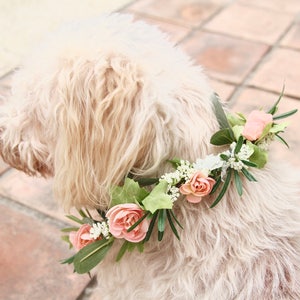 Dog Flower Collar Dog Wedding Flower Collar Dog flower wreath Dog wedding collar Wedding decor Dog wedding Sign image 5