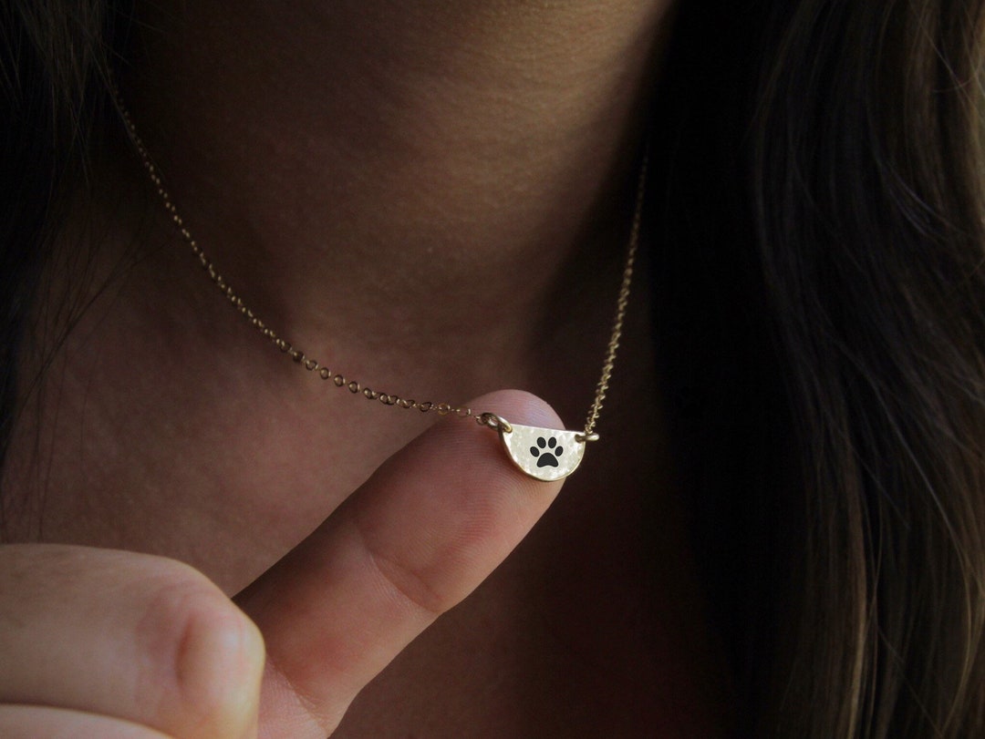 Pet Name Necklace, 14k Gold, Personalized Dog Mom Gift, Pet Memorial