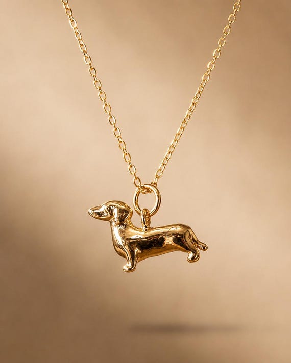 Dachshund Necklace, 14K Gold Filled, Dog Mom, Gift for her, Doxie